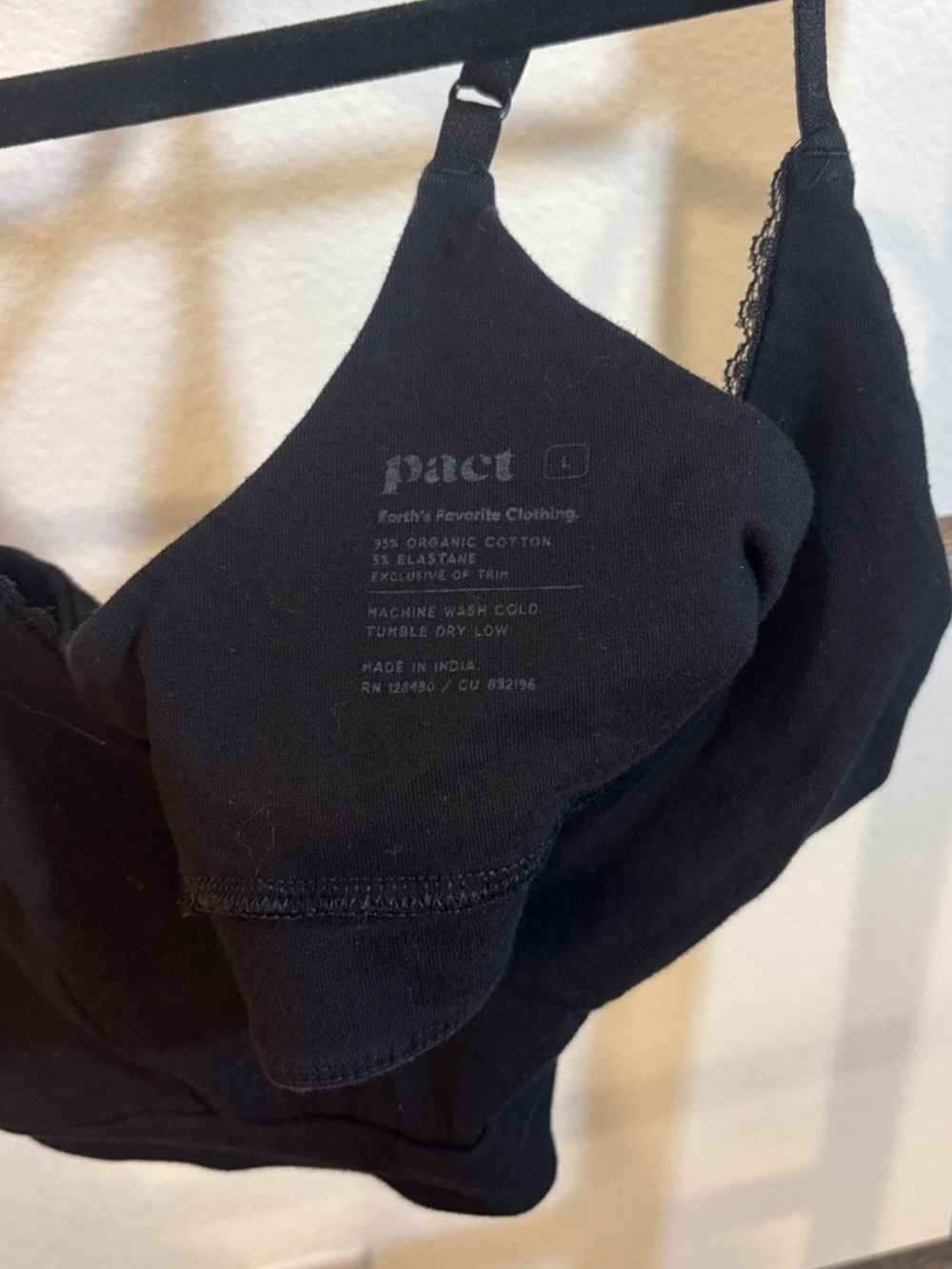 Pact Black Lace Trim Comfort Bralette - Picture 2 of 2